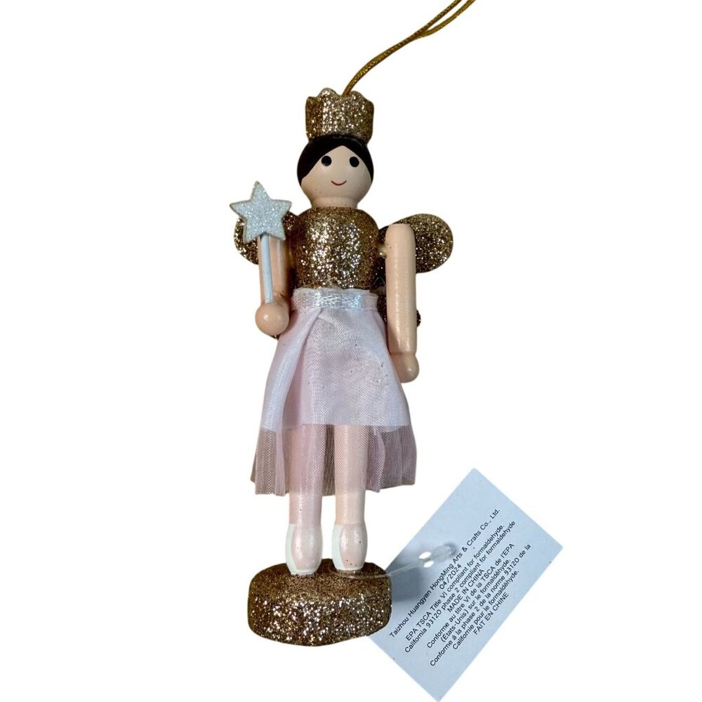 Sugarplum Fairy Ornament Glittery Gold Pink Holiday Nutcracker Avon Christmas